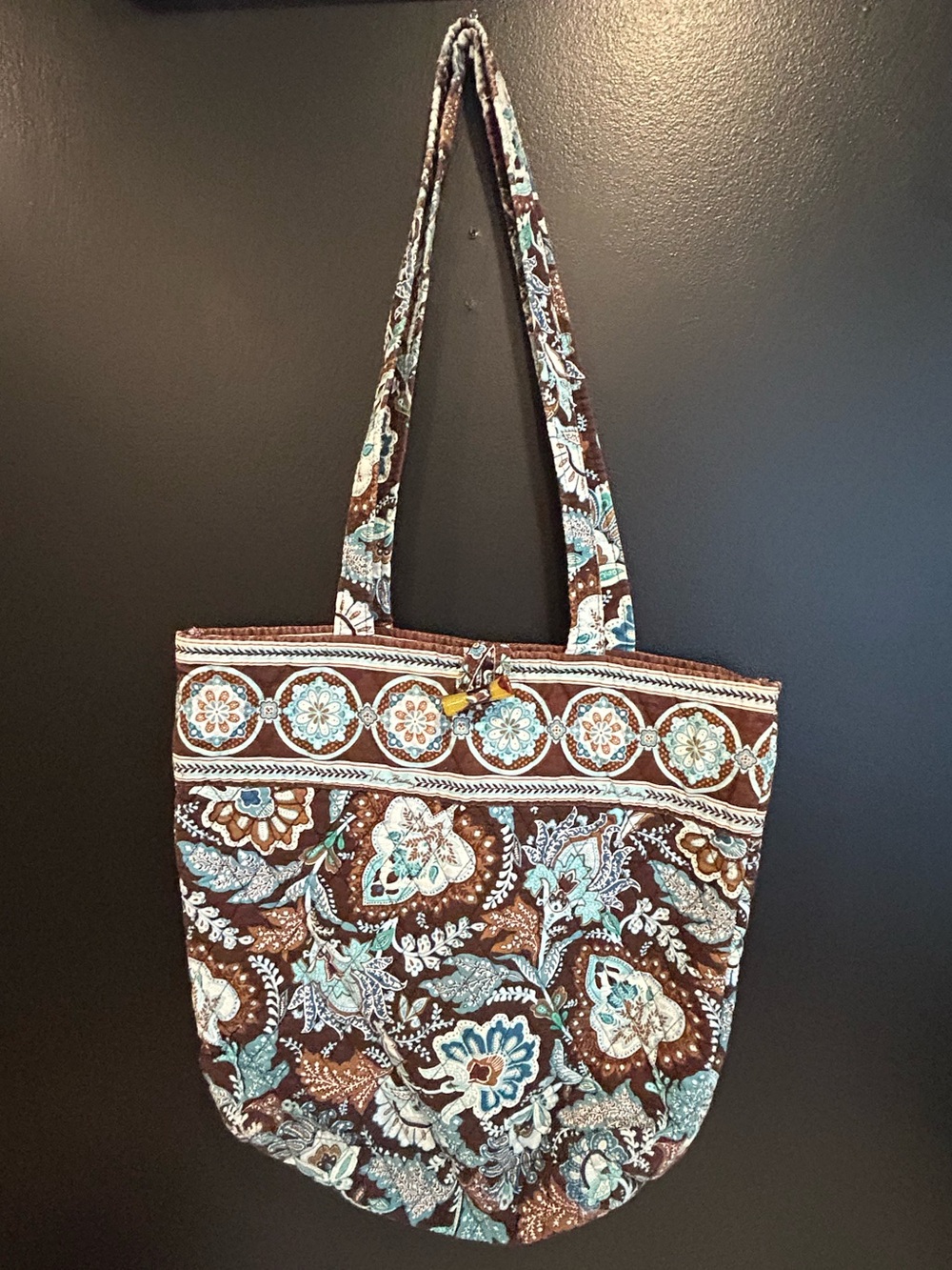 Vera Bradley retired pattern “Java Blue” Toggle Tote bag
